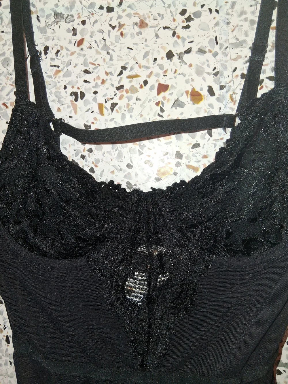 Women's Forever21 Black Lace Bodysuit Size Medium Black No Padding With Wires